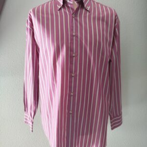 Chemise rayée rose et blanche "Pierre Cardin"