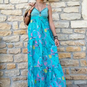 Robe longue bohème bleue "Creeks" taille 38