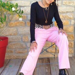 Pantalon fluide jambes larges rose bonbon taille XL