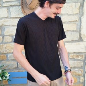 T-shirt côtelé noir "Rivaldi" taille M