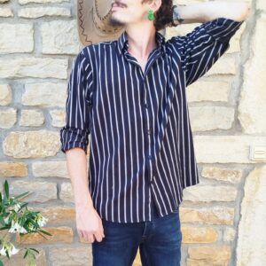 Chemise rayée noire et blanche "Brice" taille L